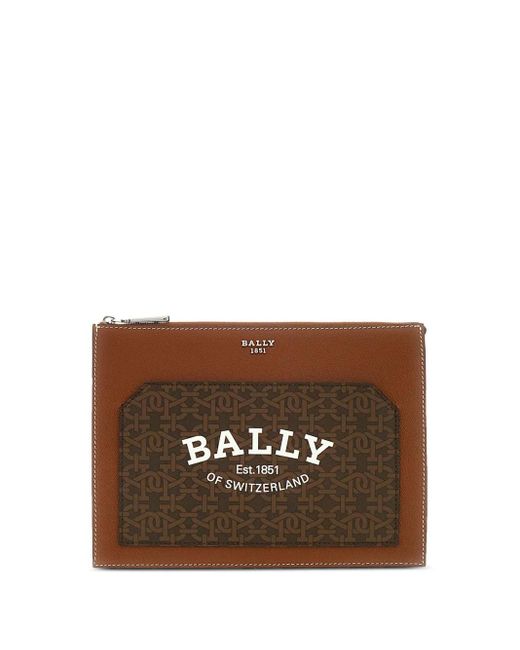 Bally Brown Logo-Print Clutch for men