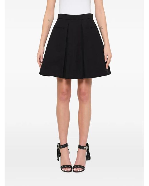 McQueen Black Pleated A-Line Skirt