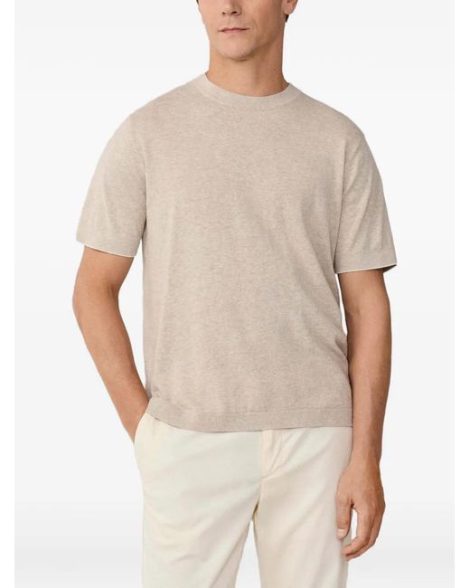 Hackett White Cotton-Linen Knit T-Shirt for men