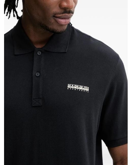 Napapijri Black Short-Sleeve Polo Shirt for men