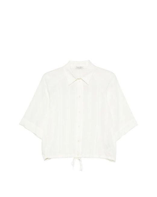 Marc O' Polo White Drawstring-Hem Shirt