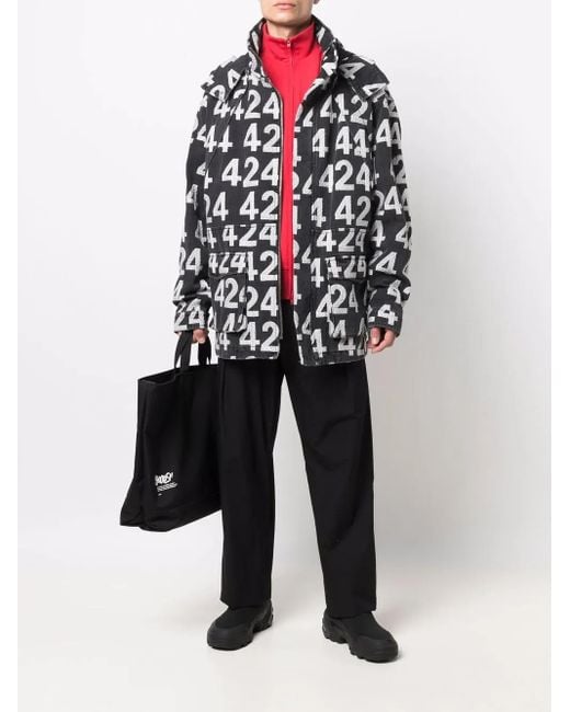 424 Blue All-Over Logo Print Jacket for men
