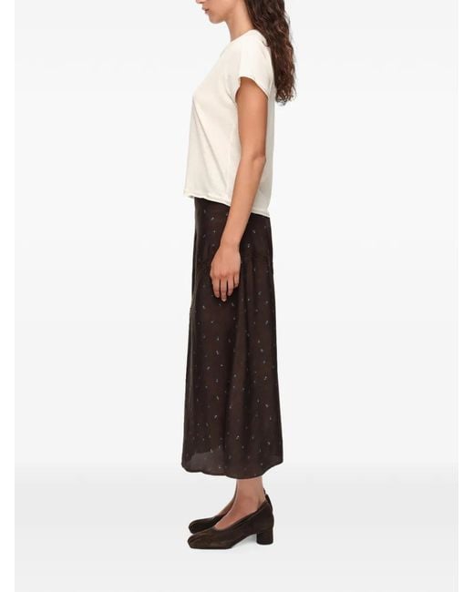 Bimba Y Lola Brown Romantic Sweet Floral A-Line Skirt With Lace