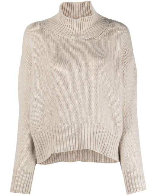 Liska Cashmere-knit High-neck Jumper in Natural | Lyst
