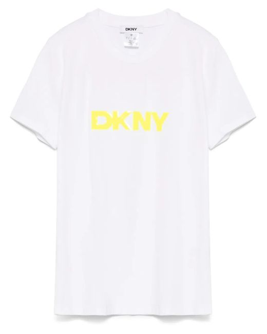 DKNY White Logo-Appliqué T-Shirt
