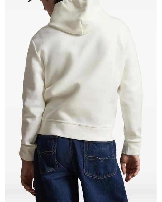 Polo Ralph Lauren White Drawstring Embroidered Hoodie for men