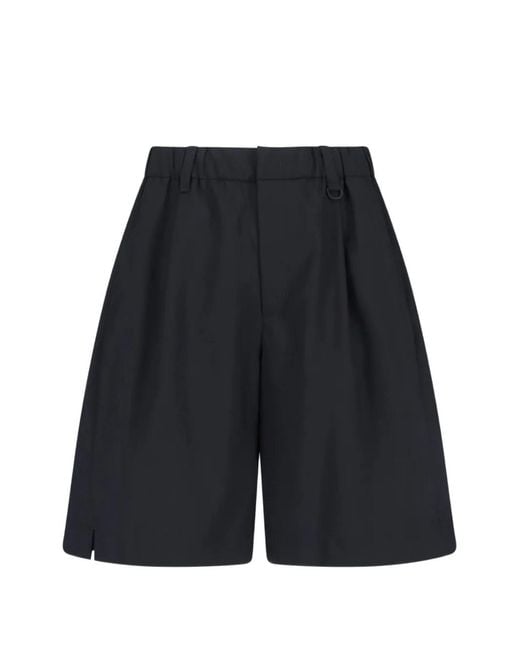 Laminar Black Elasticated Wool Blend Shorts for men