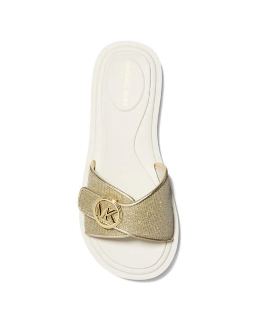 Michael Kors Metallic Logo Pool Slide Sandals