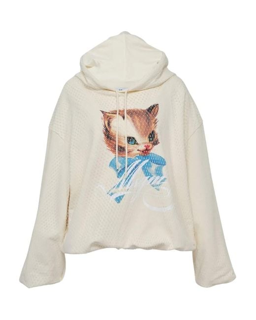 MSGM White Graphic-Print Hoodie