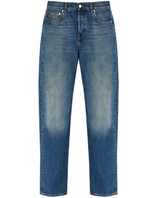 Alexander McQueen Straight-Leg-Jeans mit Logo-Print in Blue für Herren