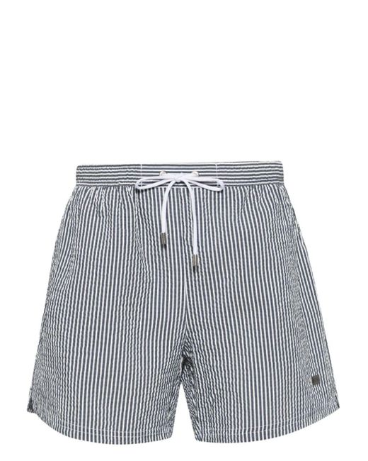 Boss Blue Velvetfish Striped Swim Shorts for men