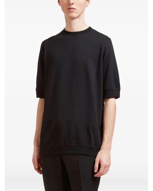 Aiezen Black Half-Length-Sleeve Crew-Neck T-Shirt for men