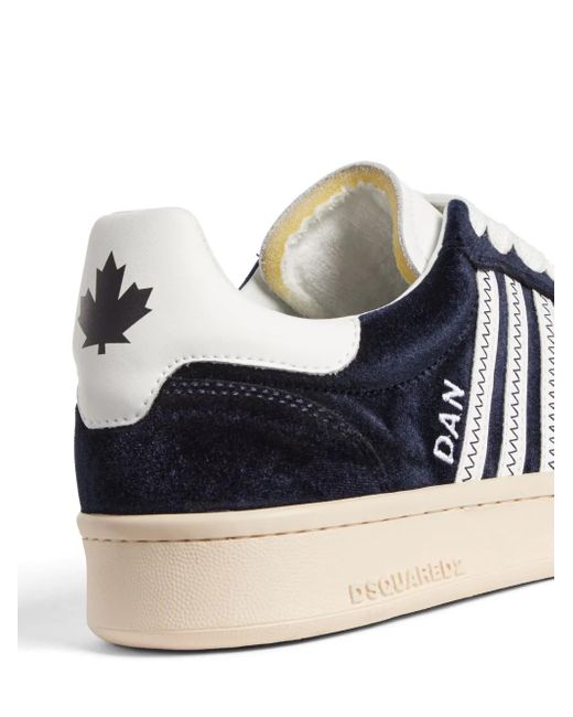 DSquared² Blue Boxer Velvet Low-Top Sneakers for men