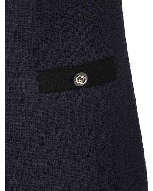 Gucci Blue Buttoned Mini Dress