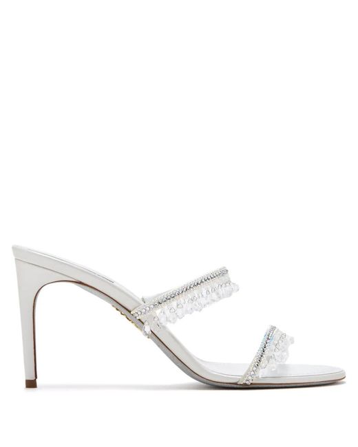 Rene Caovilla White Chandelier Crystal-Embellished Sandals
