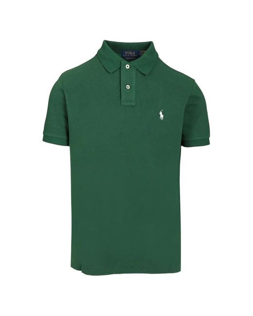 Polo Ralph Lauren Green Embroidered-Logo Mesh Polo Shirt for men