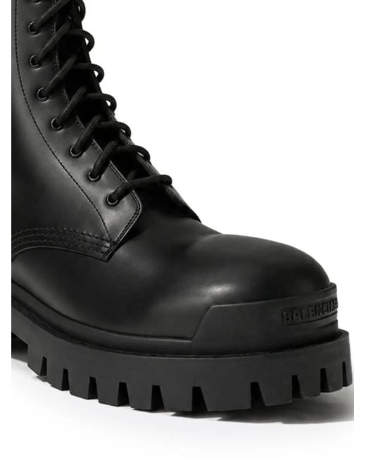 Balenciaga Black Strike Lace-Up Ankle Boots for men
