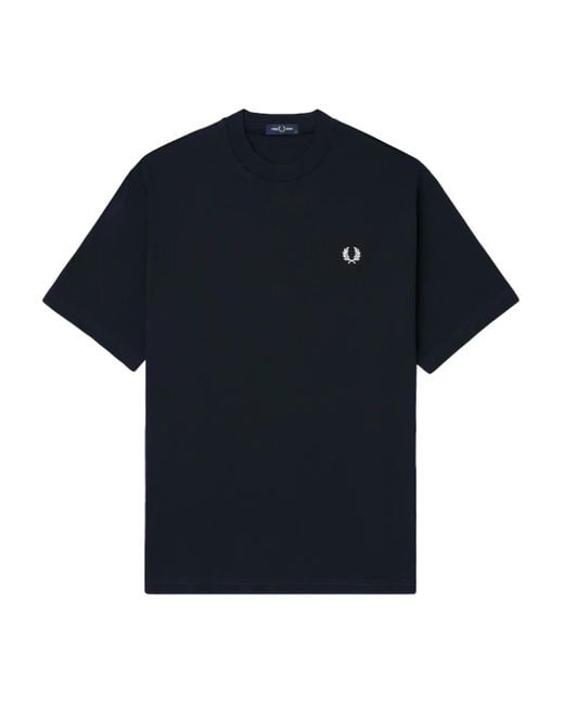 Camiseta de algodón con logo bordado Fred Perry de hombre de color Blue