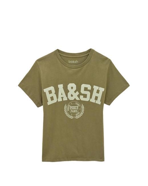 Ba&sh Green Logo-Print Crew-Neck T-Shirt