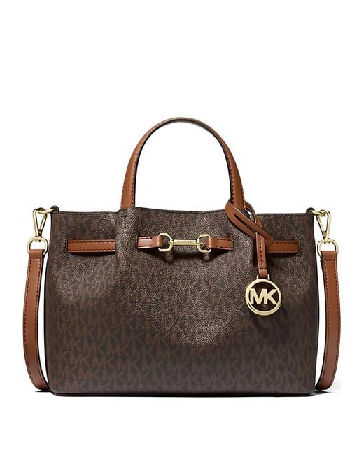 Michael Kors レディース ブラウン モノグラム ホースビット ハンドバッグ