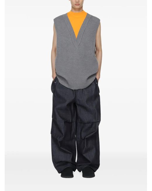 Jil Sander Blue Elasticated Denim Trousers for men