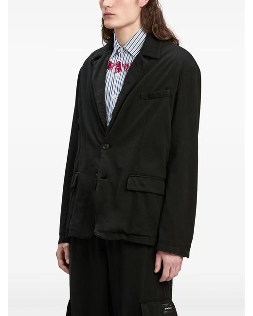 Palm Angels Black Single-Breasted Cotton Blazer for men