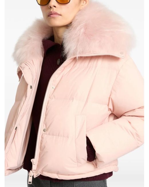 Yves Salomon Pink Shearling-Trim Down Jacket