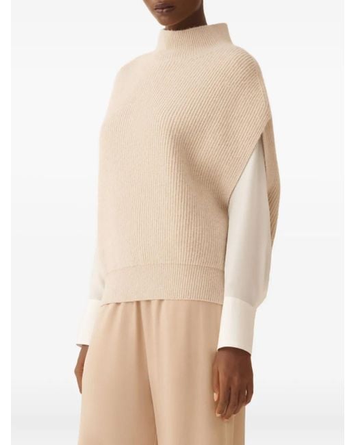 Fabiana Filippi Natural High-Neck Ribbed-Knit Vest