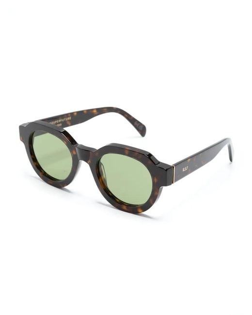 Retrosuperfuture Green Vostro Oval-Frame Sunglasses