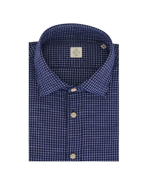 GMF 965 Blue Check-Pattern Long-Sleeve Shirt for men