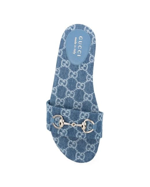 Gucci Blue Gg Flat Sandals