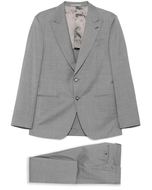 Caruso Gray Mélange-Effect Suit for men