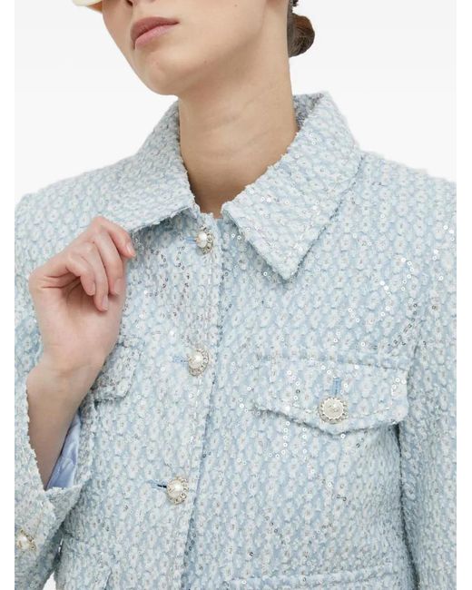 Miss Sixty Blue Pearl-Buttoned Flap-Pockets Jacket