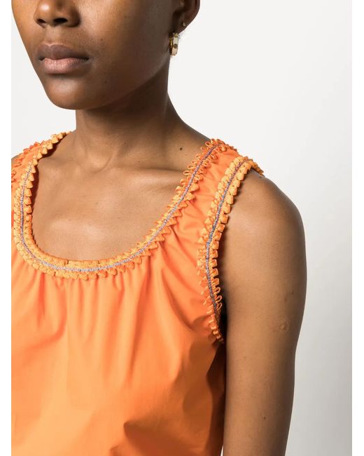 Boutique Moschino Orange Débardeur À Bords Festonnés