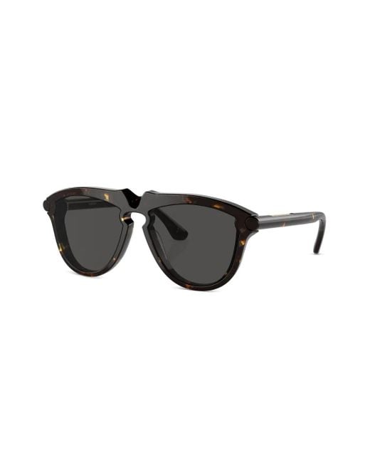 Burberry Black Tortoiseshell-Effect Round-Frame Sunglasses for men