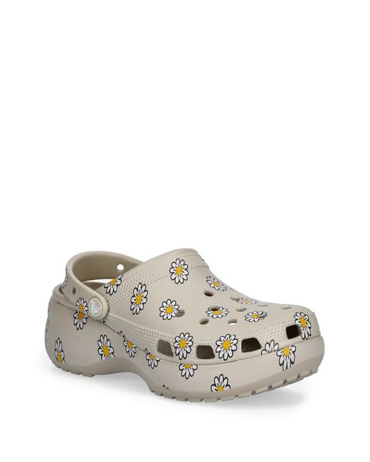 CROCSTM White Classic Floral Platform Clogs