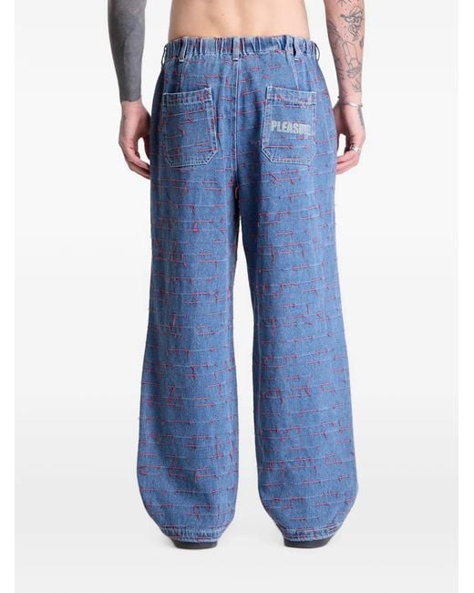 Pleasures Blue Strokes Parachute Pants for men
