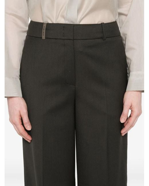 Peserico Gray High-Waisted Wide-Leg Trousers