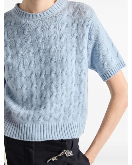 Prada Blue Cable-Knit Re-Cashmere Sweater