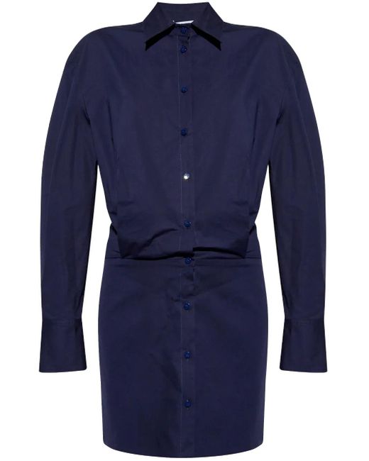 The Attico Blue Button-Up Mini Dress