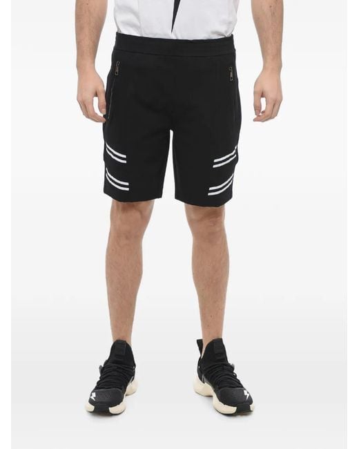 Neil Barrett Black Varsity Stripe-Detail Shorts for men