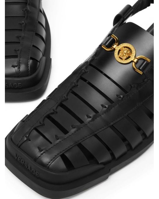 Versace Black Medusa '95 Leather Sandals - Men's - Calf Leather/rubber for men