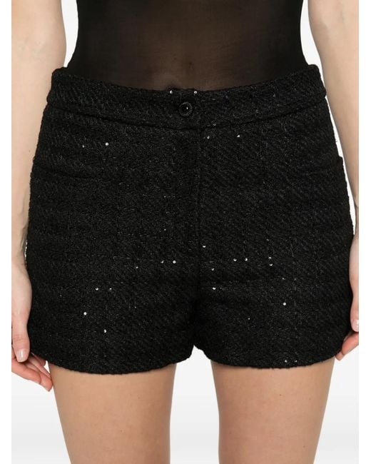 Thelaurent Black Sequin-Embellishment Shorts