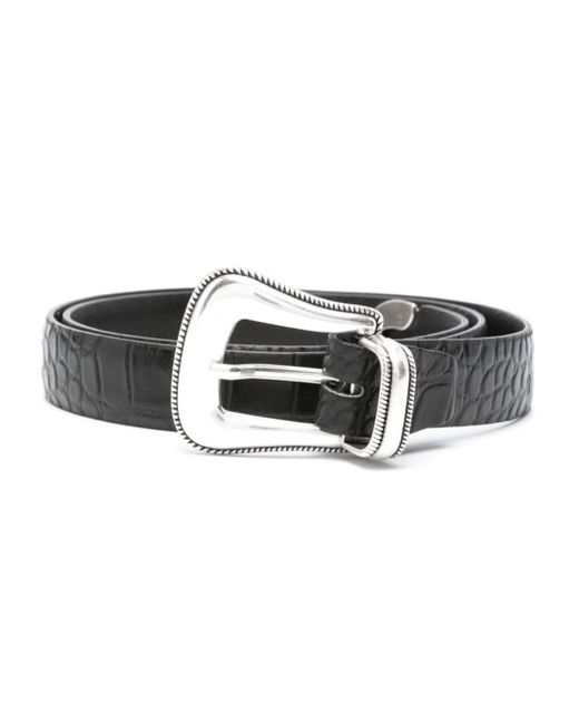 Eraldo Black Croc-embossed Leather Belt for men