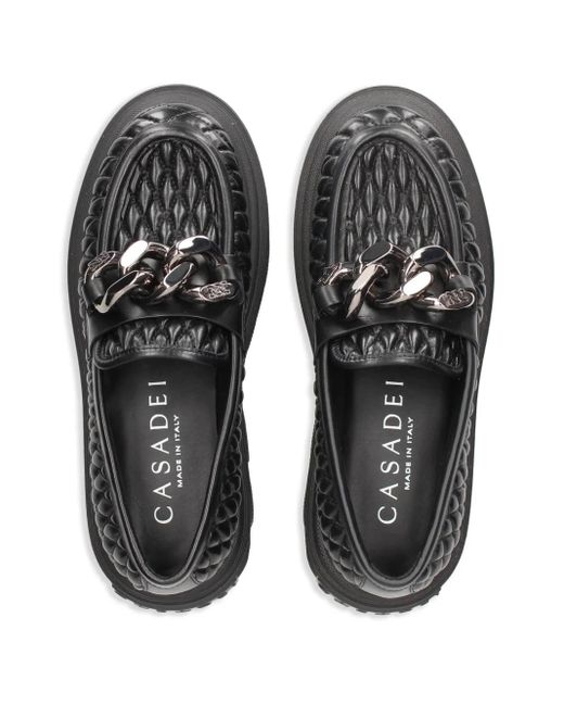 Casadei Black Quilted Loafers