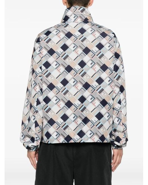Fendi Gray Ff-Print Reversible Jacket for men