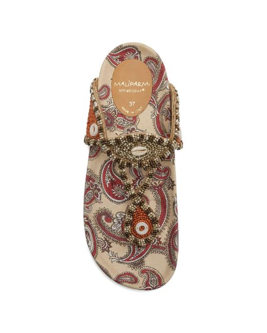 Maliparmi Brown Beaded Sandals