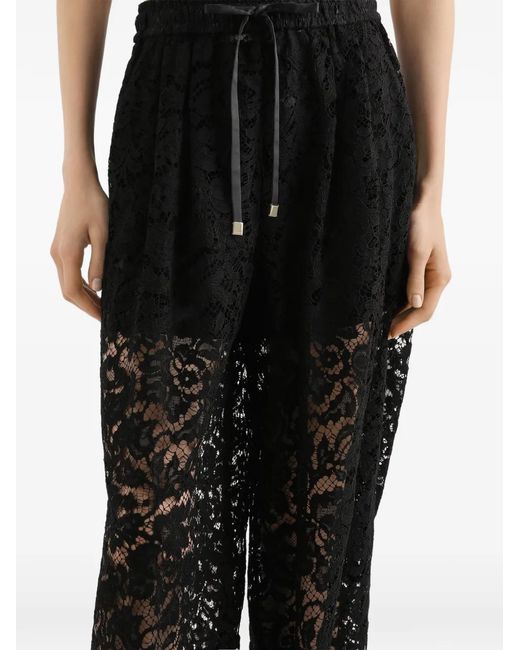 Dolce & Gabbana Black Lace Drawstring Trousers