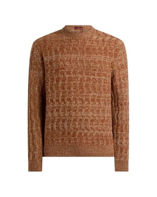 Etro Brown Cable-Knit Cashmere Sweater for men