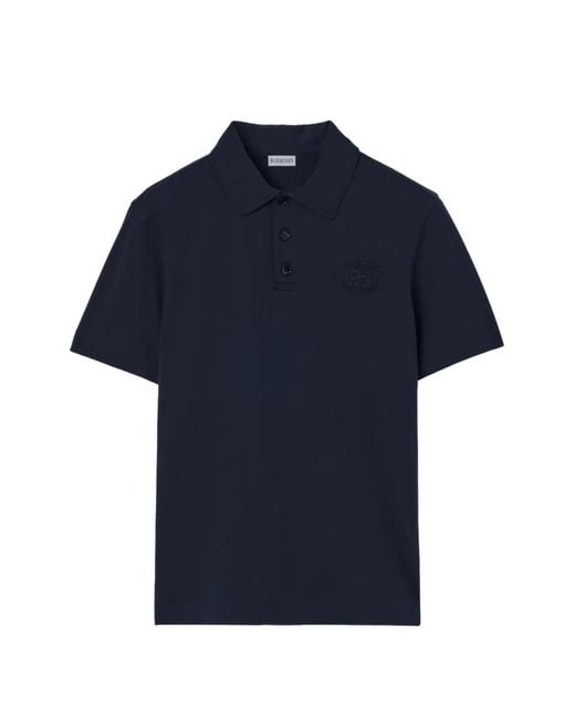 Polo De Algodón Burberry de hombre de color Blue